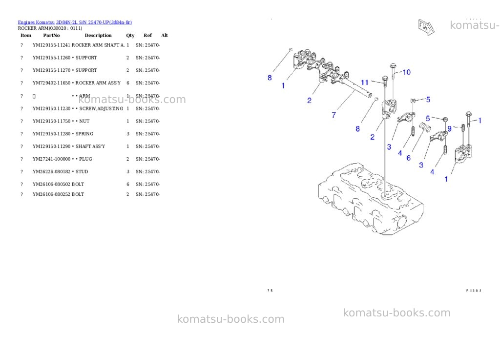 Komatsu 3D84N-2L S/N 25470-UP Parts catalog cover Komatsu 3D84N-2L S/N 25470-UP Parts catalog cover