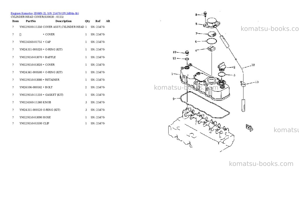 Komatsu 3D84N-2L S/N 25470-UP Parts catalog cover Page 2 Komatsu 3D84N-2L S/N 25470-UP Parts catalog cover Page 2