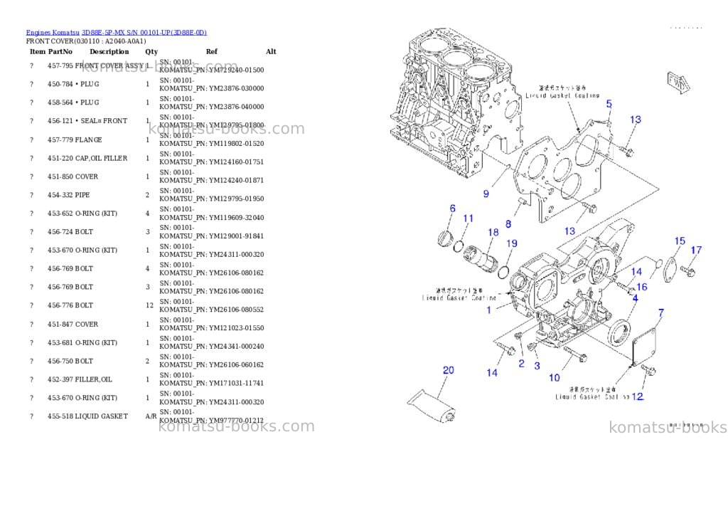 Komatsu 3d88e-5p-mx s/n 00101-up Parts catalog cover Page 10 Komatsu 3d88e-5p-mx s/n 00101-up Parts catalog cover Page 10
