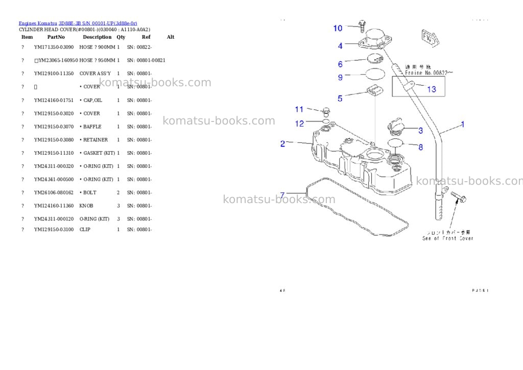 Komatsu 3d88e-3b s/n 00101-up Parts catalog cover Page 3 Komatsu 3d88e-3b s/n 00101-up Parts catalog cover Page 3