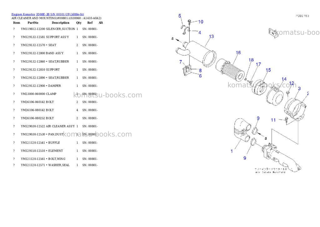 Komatsu 3d88e-3b s/n 00101-up Parts catalog cover Page 5 Komatsu 3d88e-3b s/n 00101-up Parts catalog cover Page 5