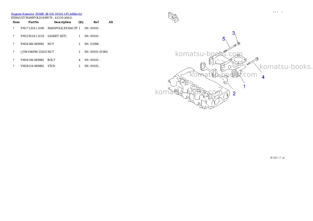 Komatsu 3d88e-3b s/n 00101-up Parts catalog cover Page 6 Komatsu 3d88e-3b s/n 00101-up Parts catalog cover Page 6