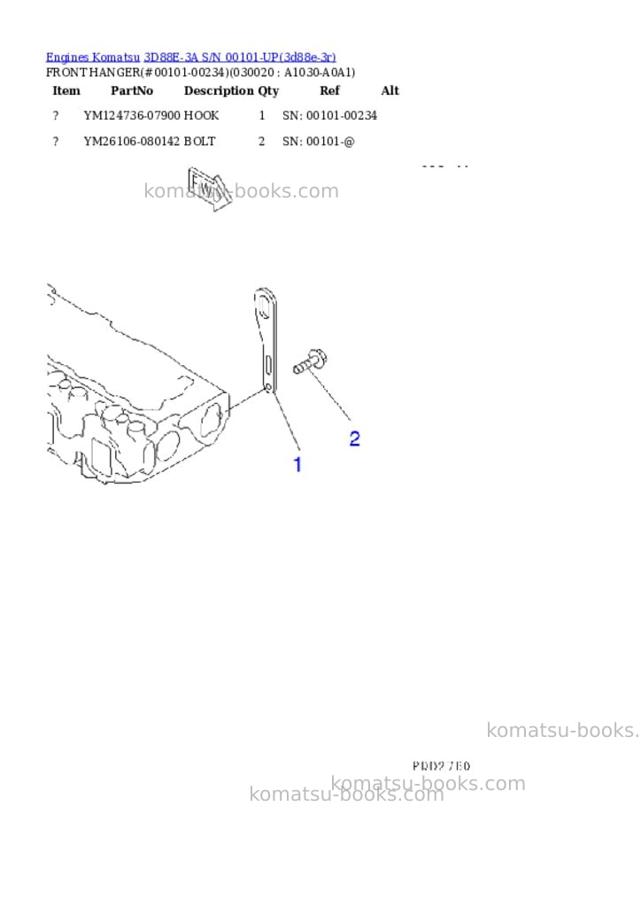 Komatsu 3d88e-3a s/n 00101-up Parts catalog cover Komatsu 3d88e-3a s/n 00101-up Parts catalog cover