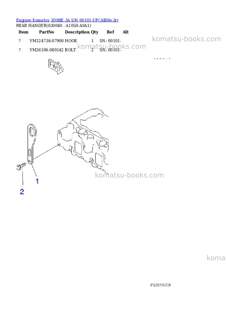Komatsu 3d88e-3a s/n 00101-up Parts catalog cover Page 3 Komatsu 3d88e-3a s/n 00101-up Parts catalog cover Page 3