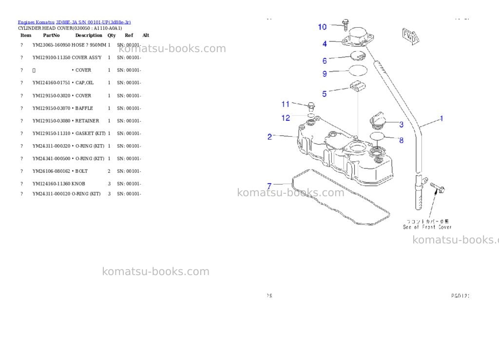 Komatsu 3d88e-3a s/n 00101-up Parts catalog cover Page 4 Komatsu 3d88e-3a s/n 00101-up Parts catalog cover Page 4