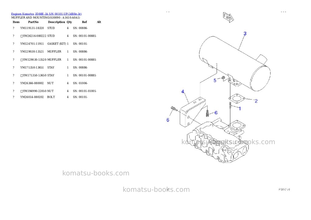 Komatsu 3d88e-3a s/n 00101-up Parts catalog cover Page 8 Komatsu 3d88e-3a s/n 00101-up Parts catalog cover Page 8