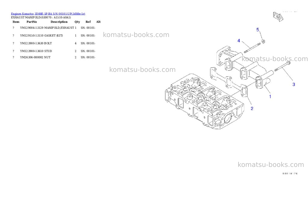 Komatsu 3D88E-5P-BA S/N 00101-UP Parts catalog cover Page 6 Komatsu 3D88E-5P-BA S/N 00101-UP Parts catalog cover Page 6