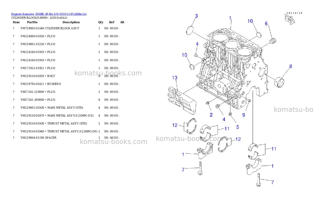 Komatsu 3D88E-5P-BA S/N 00101-UP Parts catalog cover Page 8 Komatsu 3D88E-5P-BA S/N 00101-UP Parts catalog cover Page 8