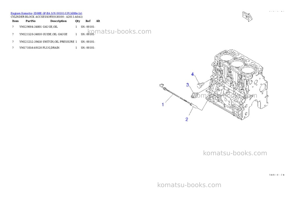 Komatsu 3D88E-5P-BA S/N 00101-UP Parts catalog cover Page 9 Komatsu 3D88E-5P-BA S/N 00101-UP Parts catalog cover Page 9