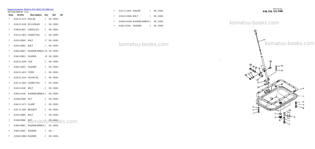 Komatsu 3D94-2A S/N 10001-UP Parts catalog cover Page 10