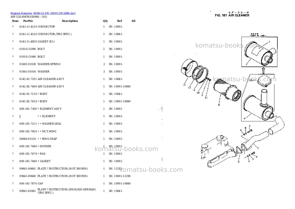 Komatsu 3D94-2A S/N 10001-UP Parts catalog cover Page 5