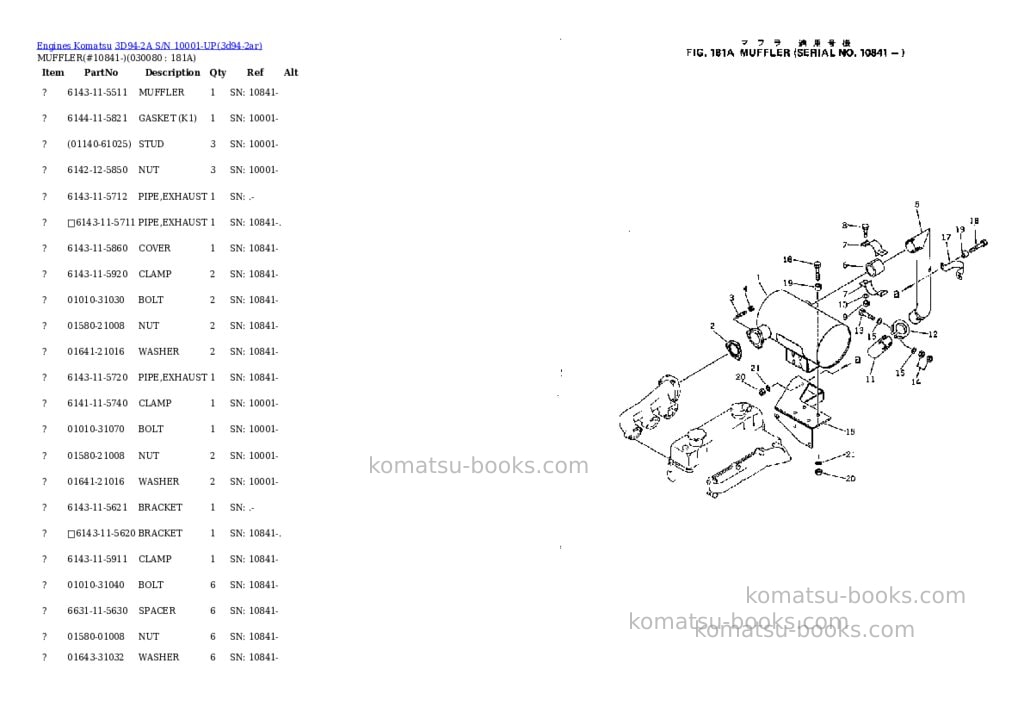 Komatsu 3D94-2A S/N 10001-UP Parts catalog cover Page 7