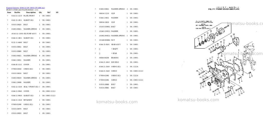 Komatsu 3D94-2A S/N 10001-UP Parts catalog cover Page 9