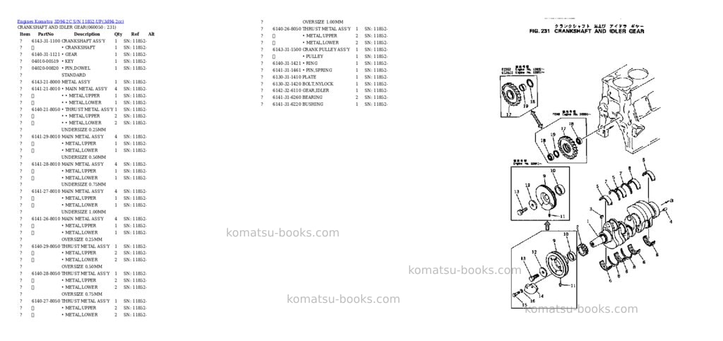 Komatsu 3D94-2C S/N 11852-UP Parts catalog cover Page 10