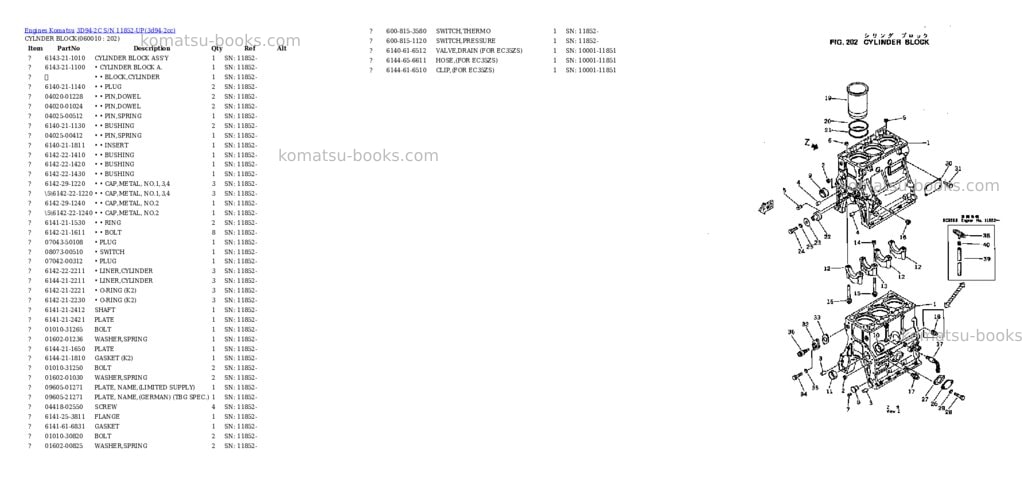Komatsu 3D94-2C S/N 11852-UP Parts catalog cover Page 6