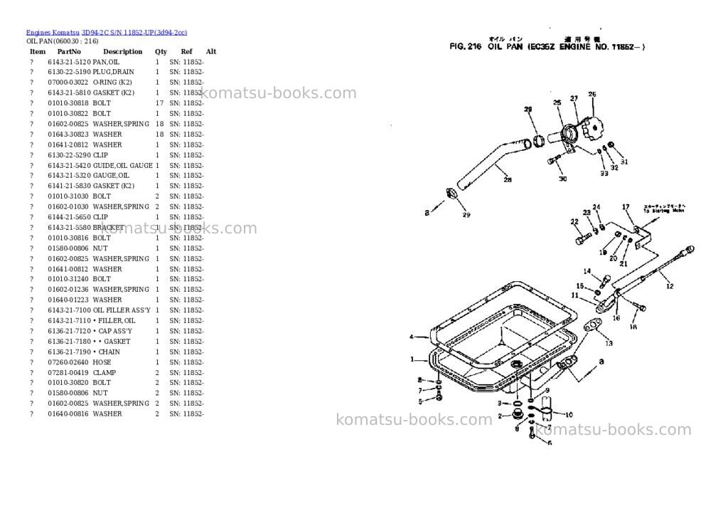 Komatsu 3D94-2C S/N 11852-UP Parts catalog cover Page 8