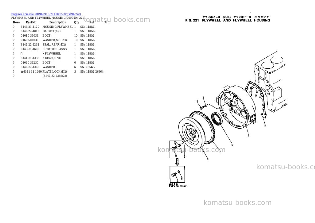 Komatsu 3D94-2C S/N 11852-UP Parts catalog cover Page 9
