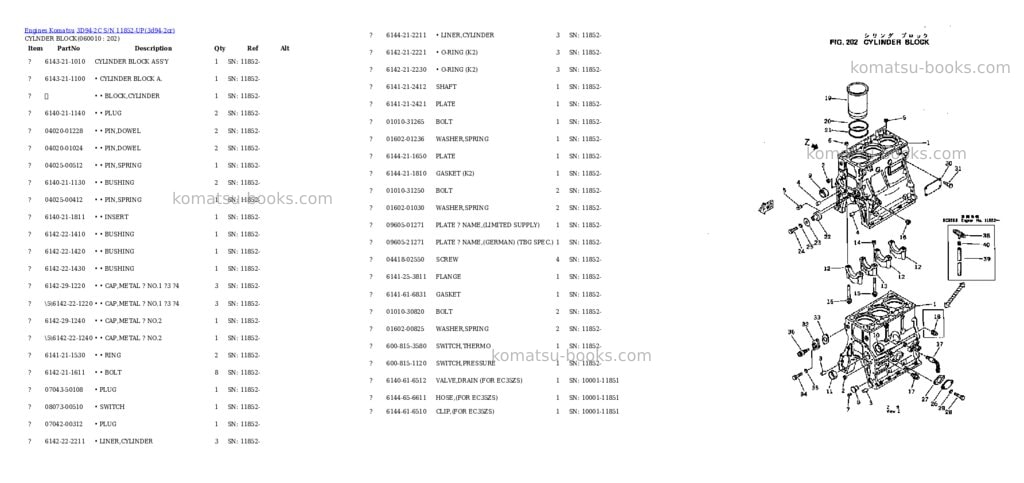 Komatsu 3d94-2c s/n 11852-up Parts catalog cover Page 6
