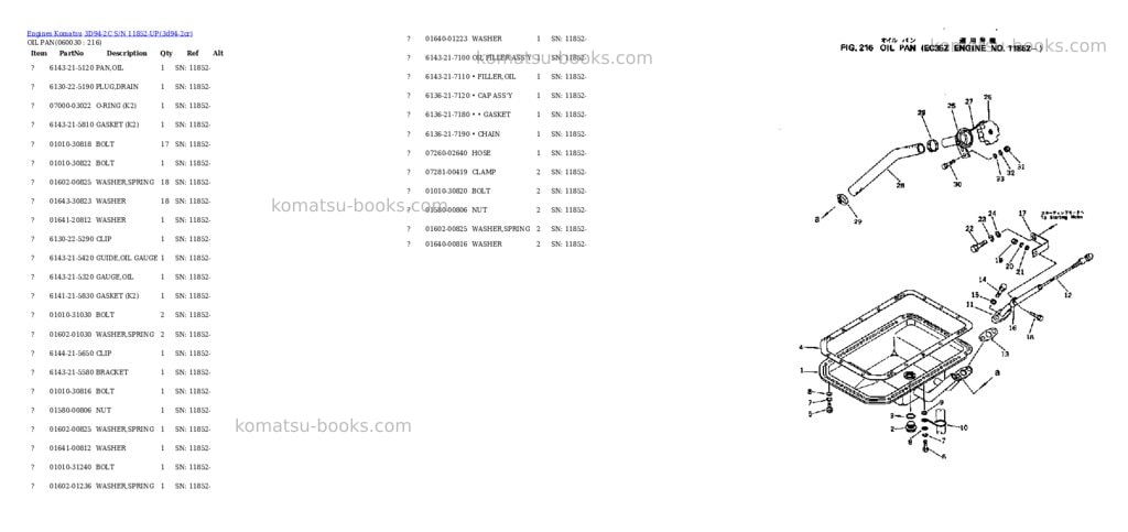 Komatsu 3d94-2c s/n 11852-up Parts catalog cover Page 8
