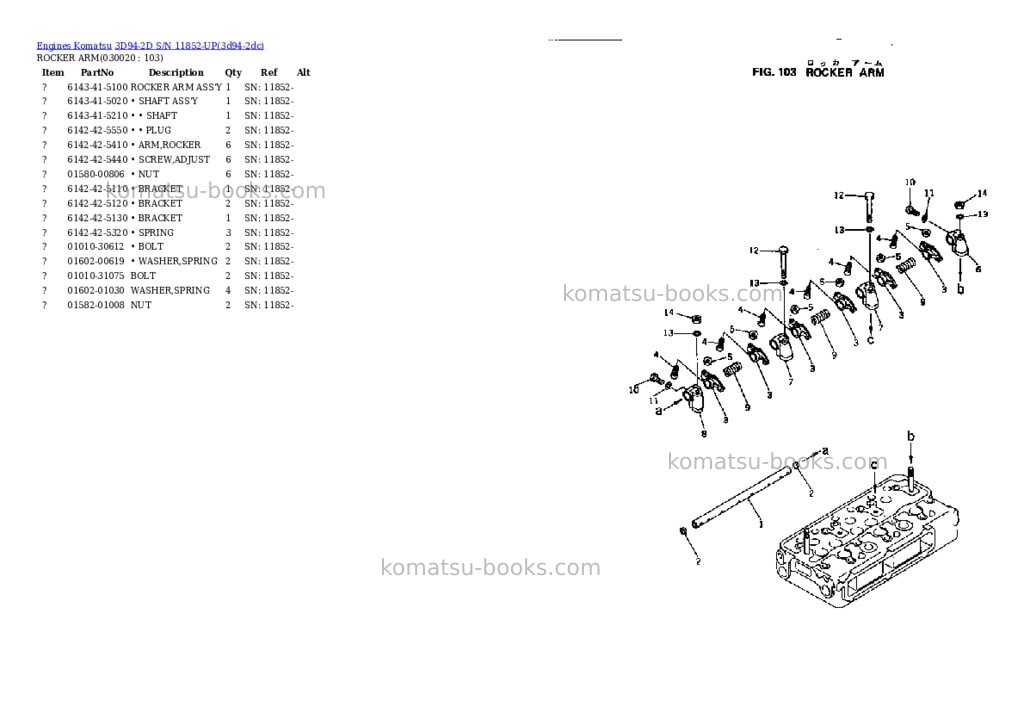 Komatsu 3d94-2d s/n 11852-up Parts catalog cover Komatsu 3d94-2d s/n 11852-up Parts catalog cover