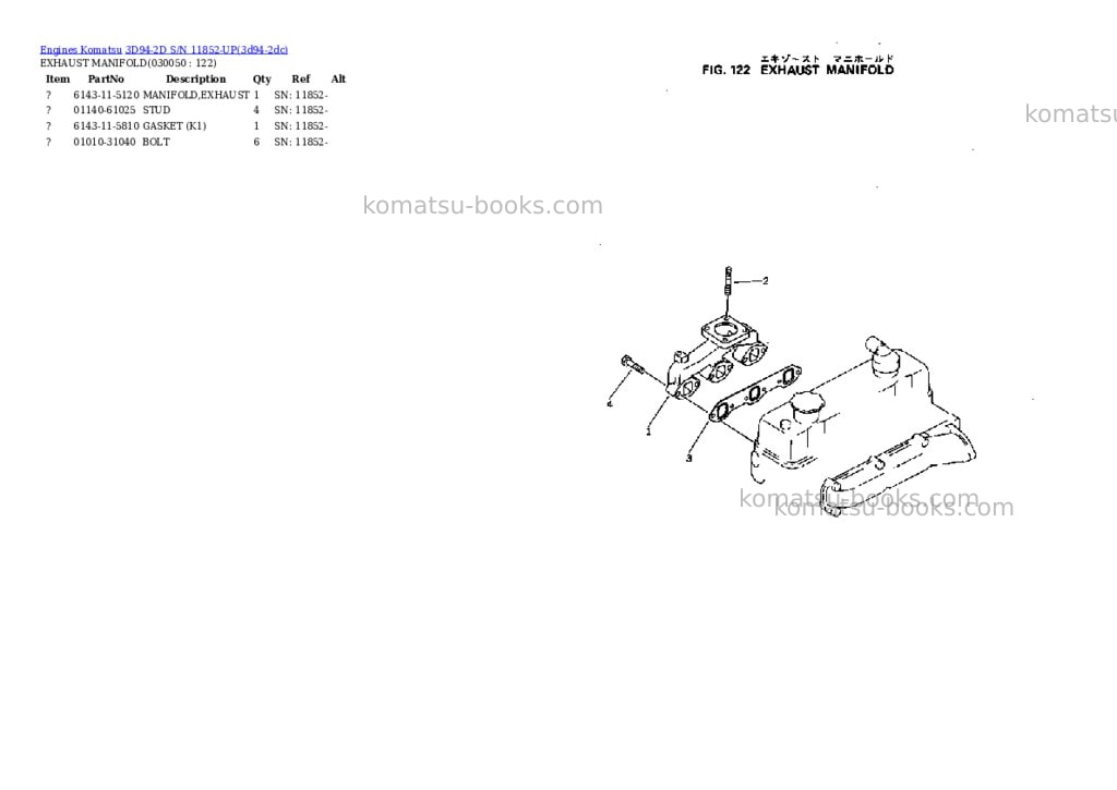 Komatsu 3d94-2d s/n 11852-up Parts catalog cover Page 4 Komatsu 3d94-2d s/n 11852-up Parts catalog cover Page 4