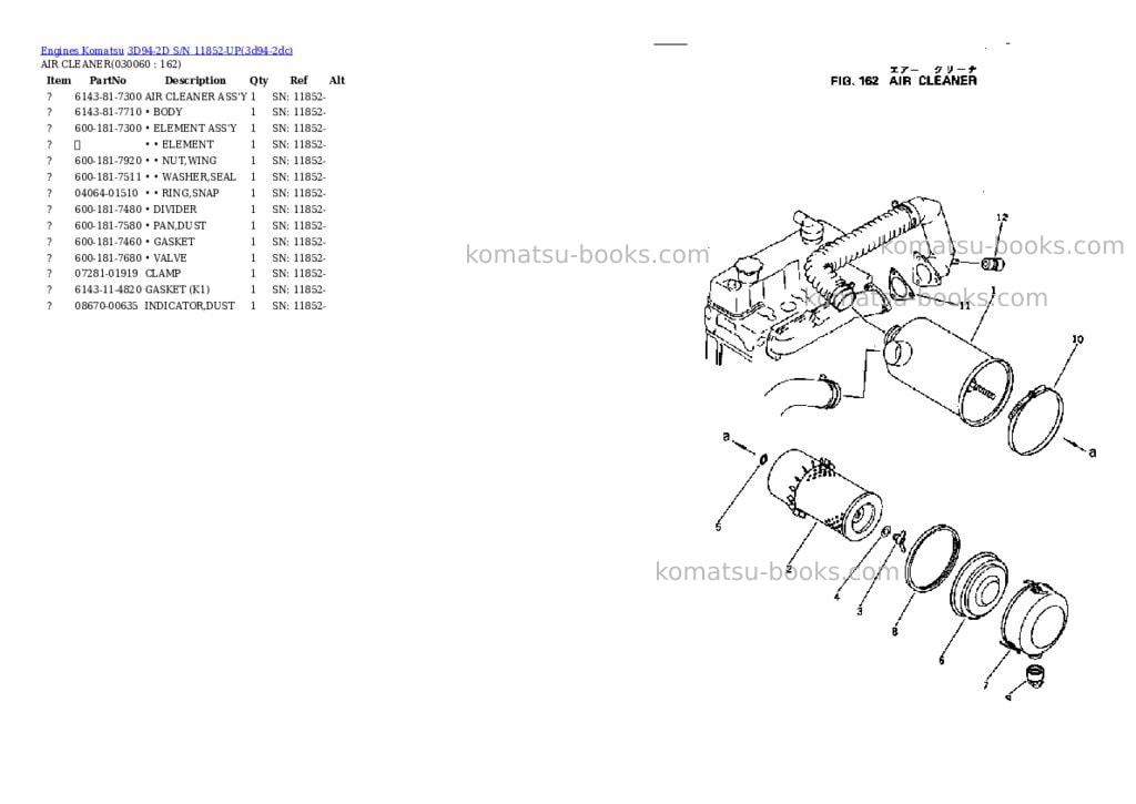 Komatsu 3d94-2d s/n 11852-up Parts catalog cover Page 5 Komatsu 3d94-2d s/n 11852-up Parts catalog cover Page 5