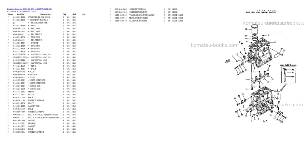 Komatsu 3d94-2d s/n 11852-up Parts catalog cover Page 6 Komatsu 3d94-2d s/n 11852-up Parts catalog cover Page 6
