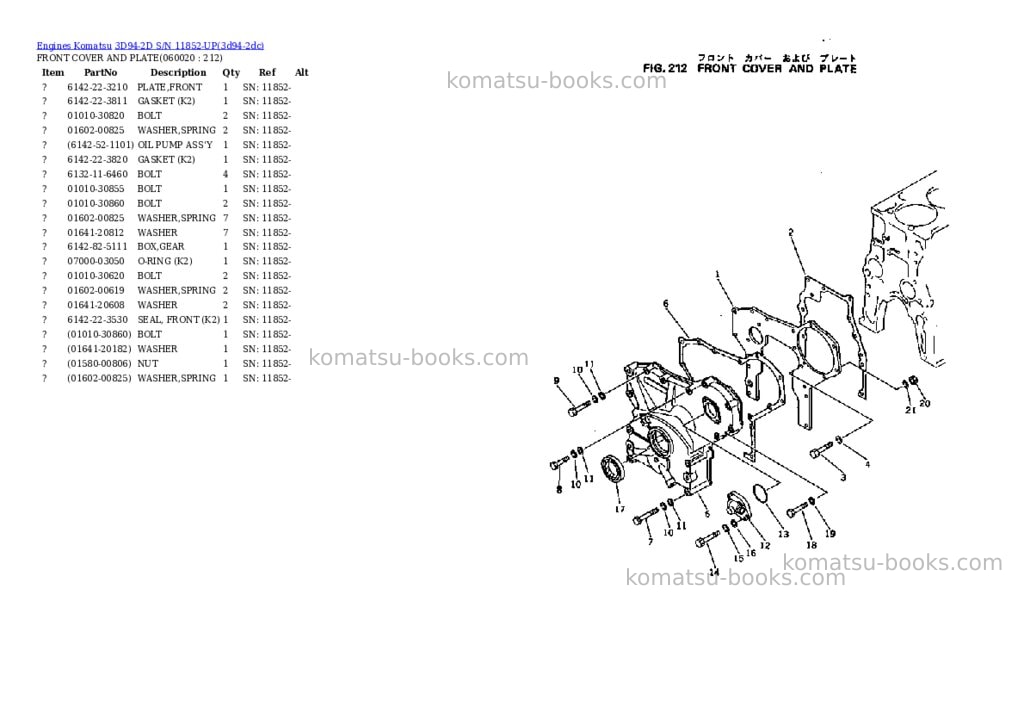 Komatsu 3d94-2d s/n 11852-up Parts catalog cover Page 7 Komatsu 3d94-2d s/n 11852-up Parts catalog cover Page 7