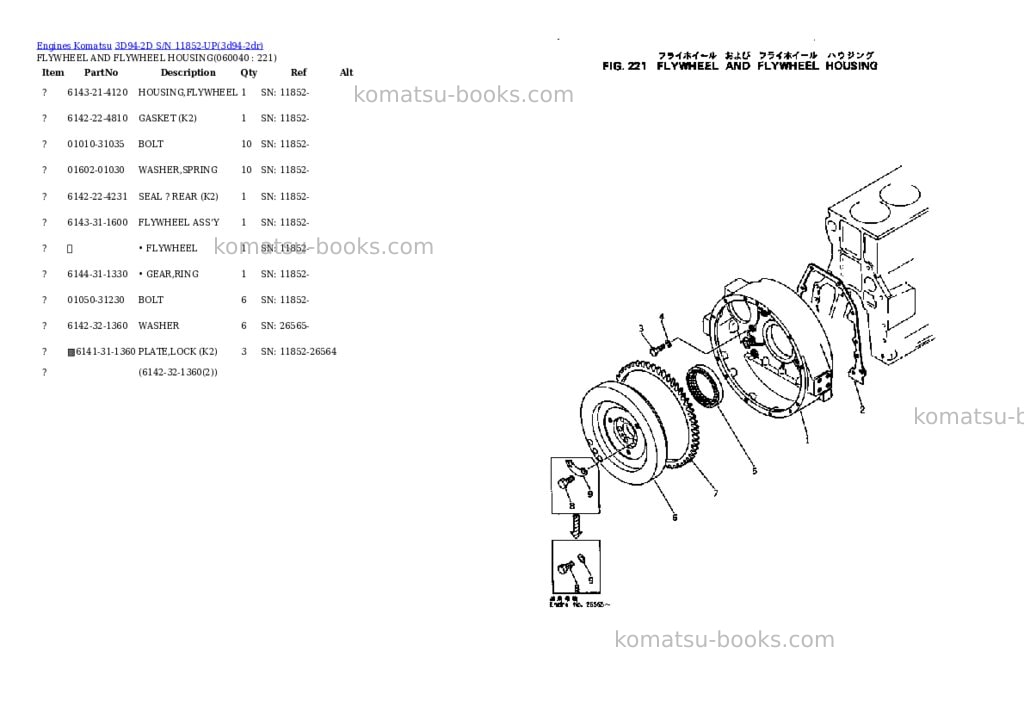 Komatsu 3D94-2D S/N 11852-UP Parts catalog cover Page 9 Komatsu 3D94-2D S/N 11852-UP Parts catalog cover Page 9