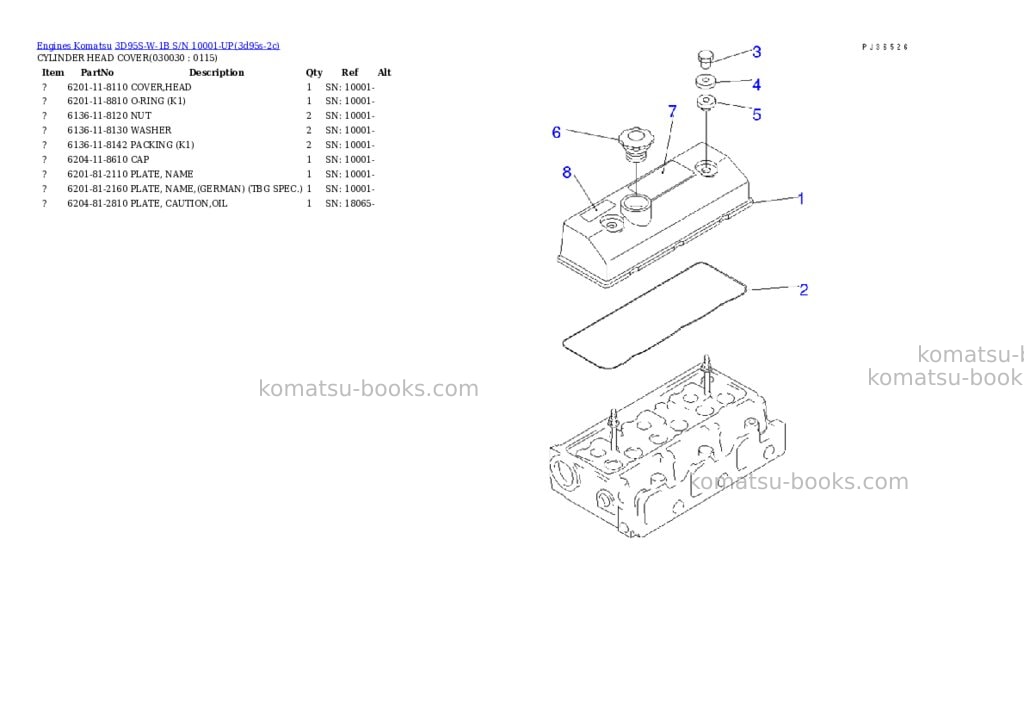 Komatsu 3d95s-w-1b s/n 10001-up Parts catalog cover Page 2 Komatsu 3d95s-w-1b s/n 10001-up Parts catalog cover Page 2