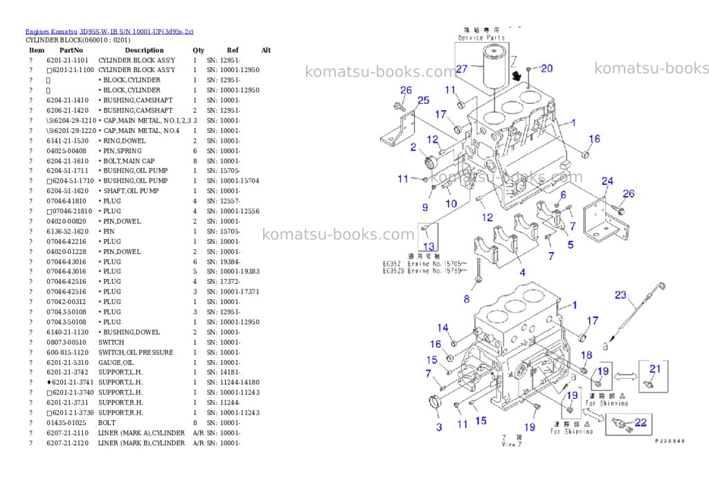 Komatsu 3d95s-w-1b s/n 10001-up Parts catalog cover Page 5 Komatsu 3d95s-w-1b s/n 10001-up Parts catalog cover Page 5