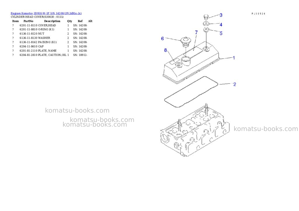 Komatsu 3d95s-w-1f s/n 14208-up Parts catalog cover Page 2 Komatsu 3d95s-w-1f s/n 14208-up Parts catalog cover Page 2