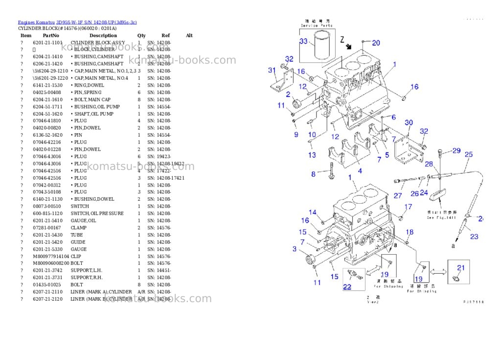 Komatsu 3d95s-w-1f s/n 14208-up Parts catalog cover Page 6 Komatsu 3d95s-w-1f s/n 14208-up Parts catalog cover Page 6