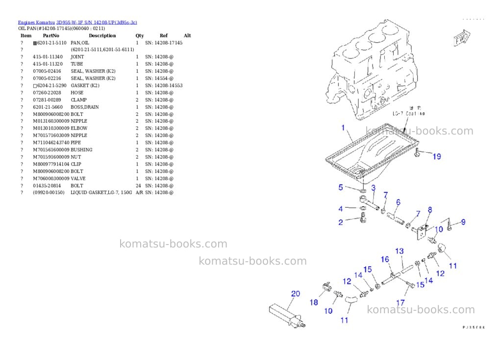 Komatsu 3d95s-w-1f s/n 14208-up Parts catalog cover Page 8 Komatsu 3d95s-w-1f s/n 14208-up Parts catalog cover Page 8