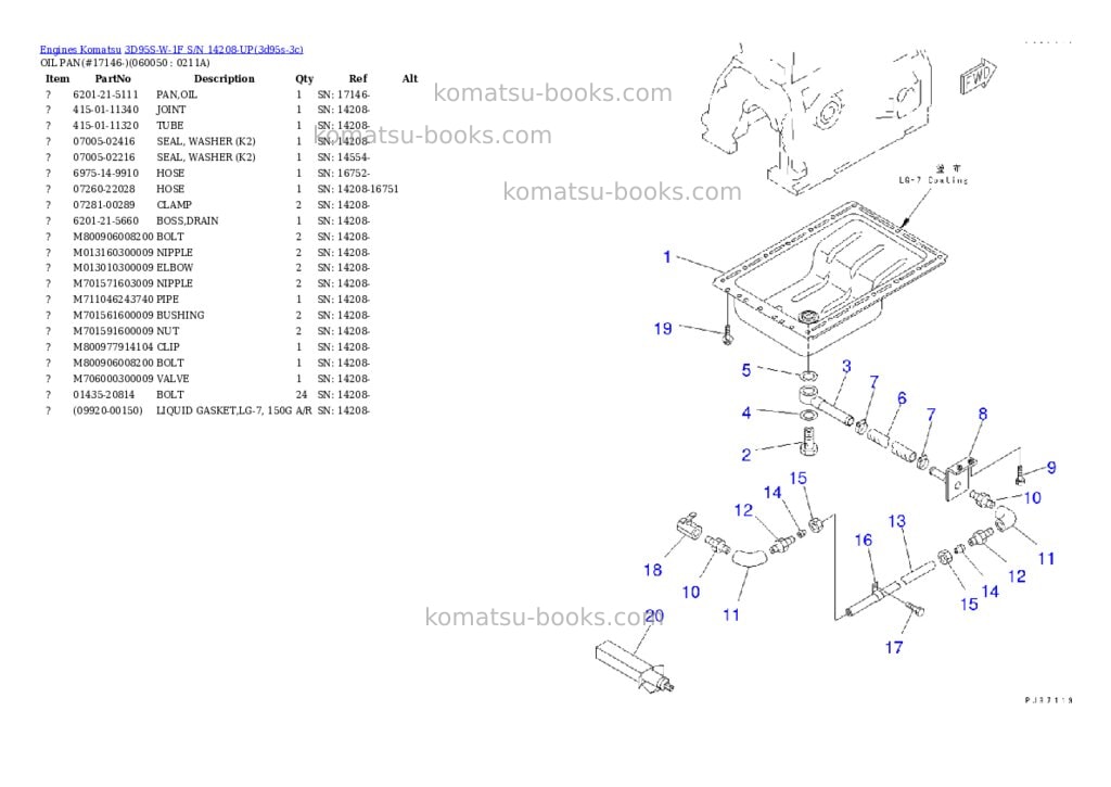 Komatsu 3d95s-w-1f s/n 14208-up Parts catalog cover Page 9 Komatsu 3d95s-w-1f s/n 14208-up Parts catalog cover Page 9