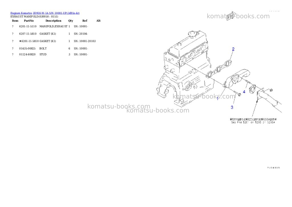 Komatsu 3d95s-w-1a s/n 10001-up Parts catalog cover Page 4 Komatsu 3d95s-w-1a s/n 10001-up Parts catalog cover Page 4