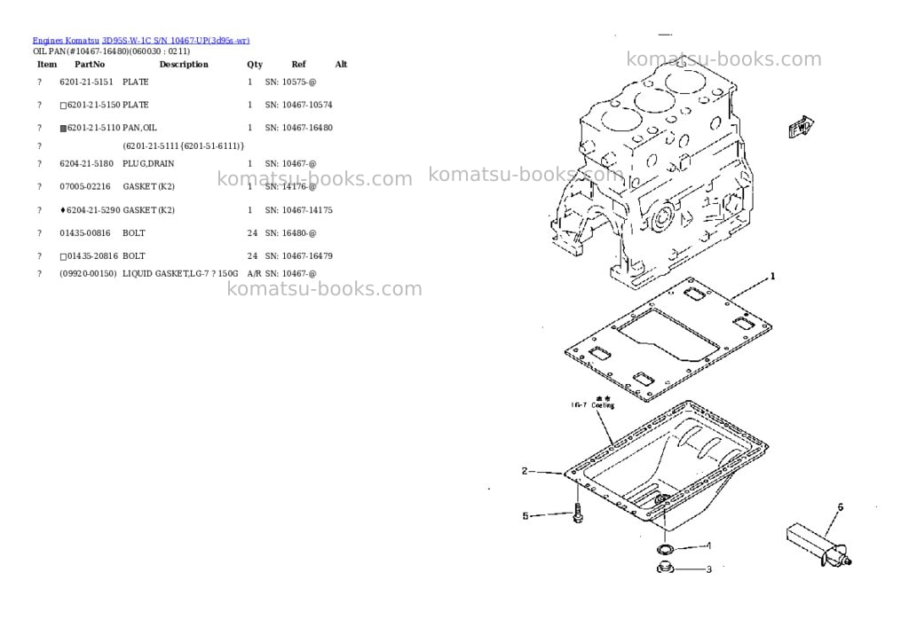 Komatsu 3D95S-W-1C S/N 10467-UP Parts catalog cover Page 10 Komatsu 3D95S-W-1C S/N 10467-UP Parts catalog cover Page 10