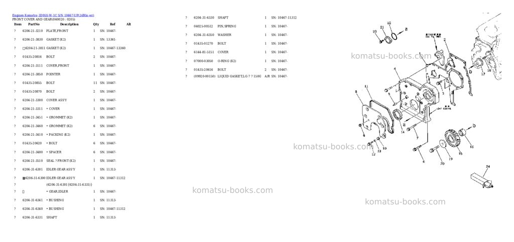 Komatsu 3D95S-W-1C S/N 10467-UP Parts catalog cover Page 9 Komatsu 3D95S-W-1C S/N 10467-UP Parts catalog cover Page 9