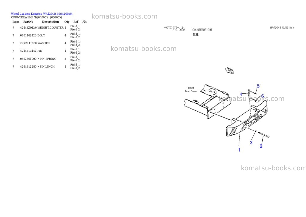 Komatsu wa420-3-40 Parts catalog cover Page 5 Komatsu wa420-3-40 Parts catalog cover Page 5