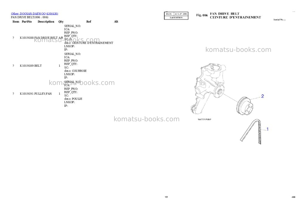 Komatsu wa430-6 s/n 65562-up for kal chassis only Parts catalog cover Page 2