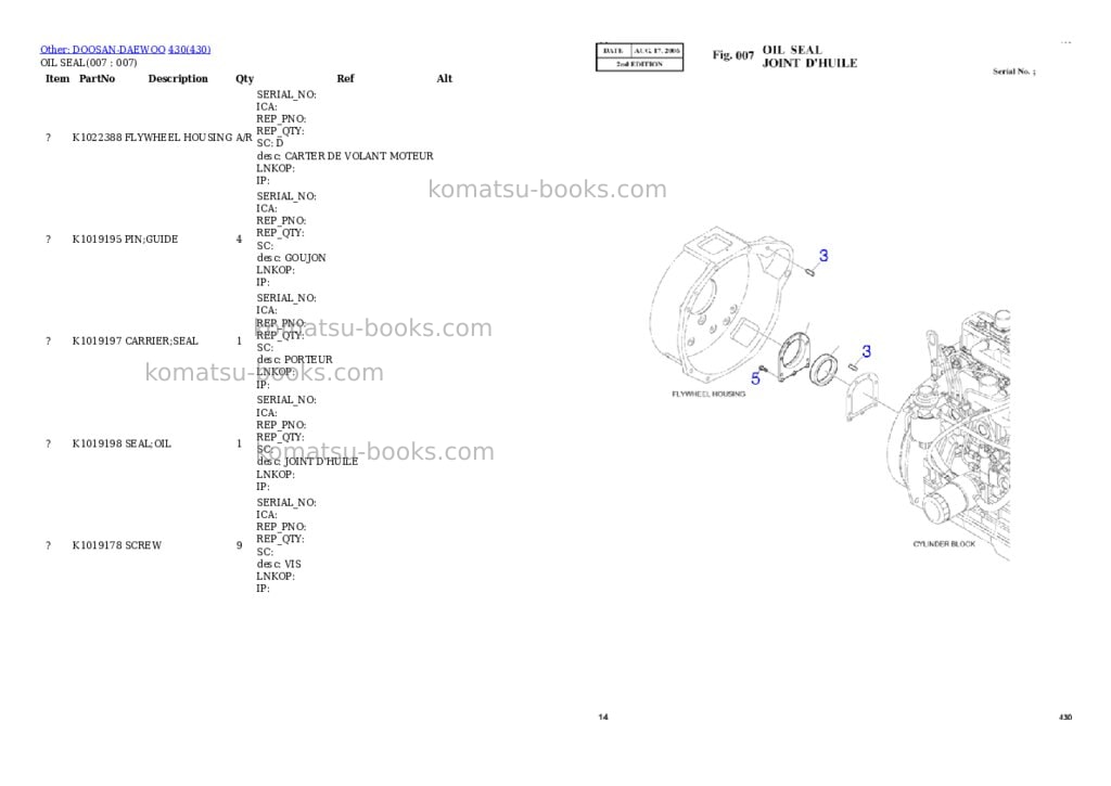 Komatsu wa430-6 s/n 65562-up for kal chassis only Parts catalog cover Page 3