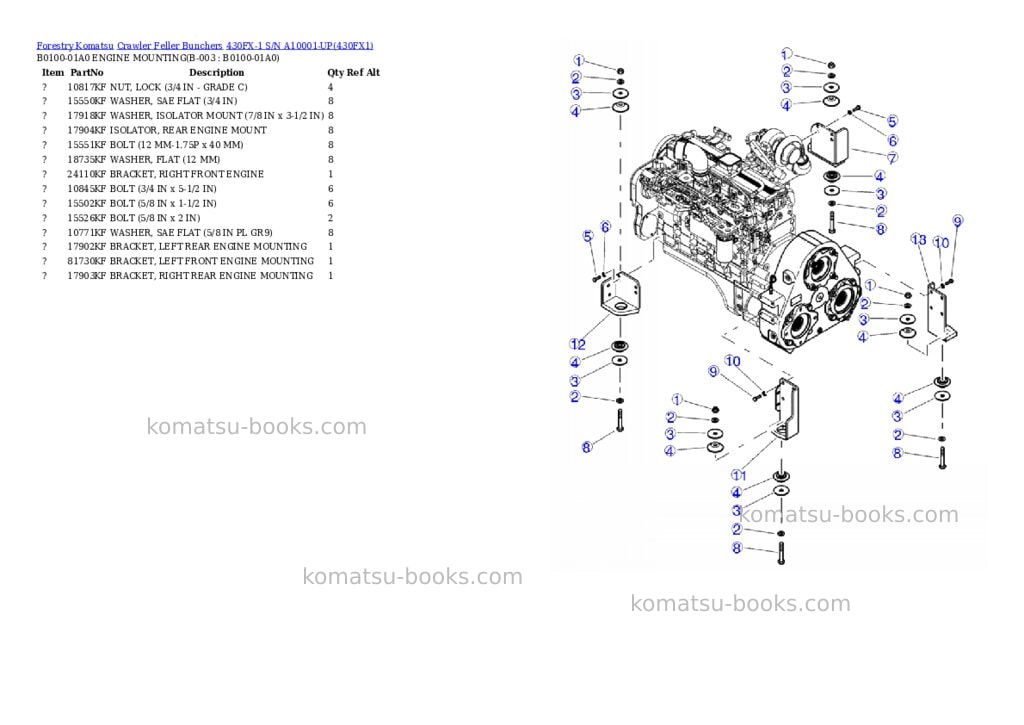Komatsu 430fx-1 s/n a10001-up Parts catalog cover Page 5 Komatsu 430fx-1 s/n a10001-up Parts catalog cover Page 5
