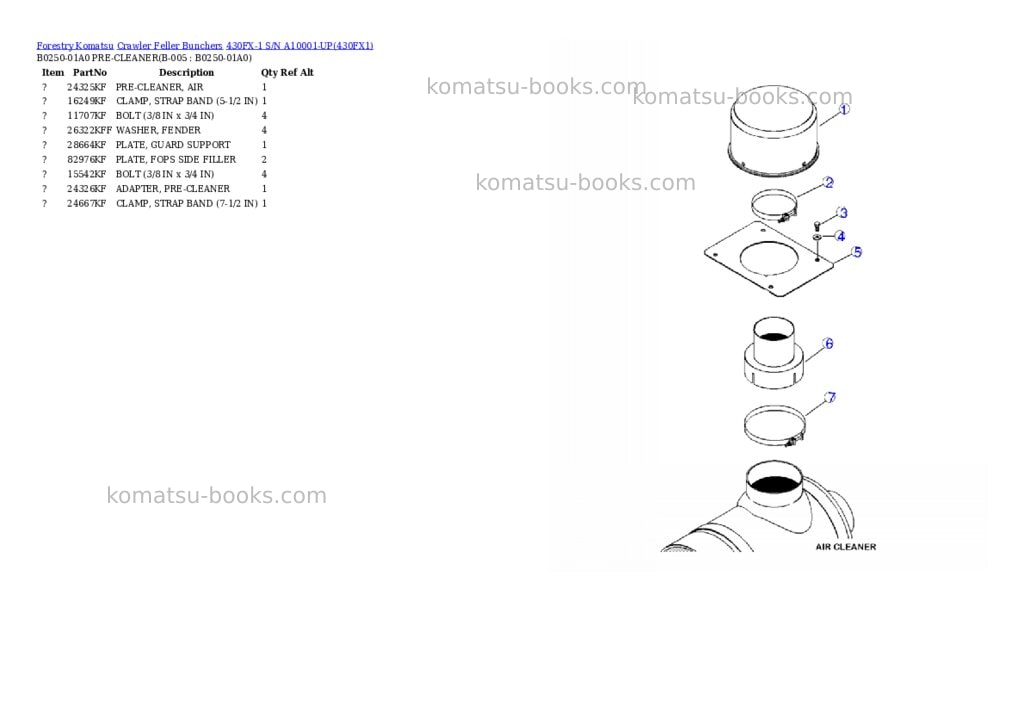 Komatsu 430fx-1 s/n a10001-up Parts catalog cover Page 6 Komatsu 430fx-1 s/n a10001-up Parts catalog cover Page 6