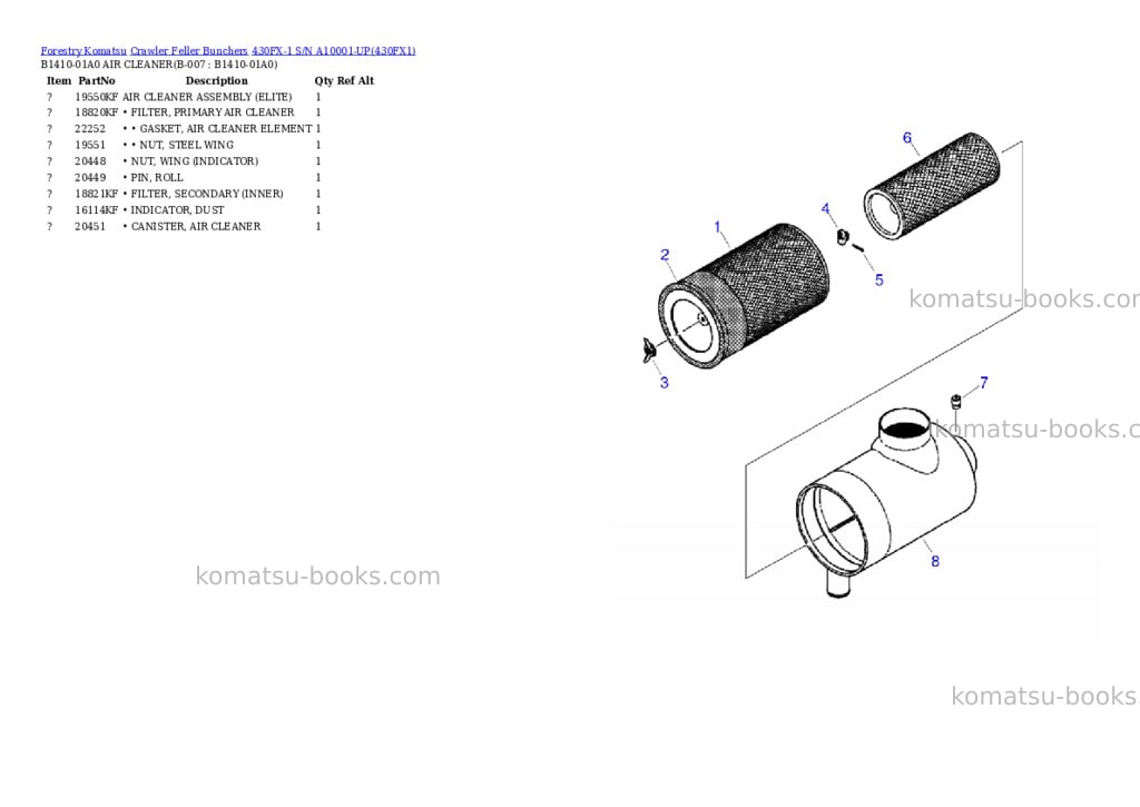 Komatsu 430fx-1 s/n a10001-up Parts catalog cover Page 7 Komatsu 430fx-1 s/n a10001-up Parts catalog cover Page 7