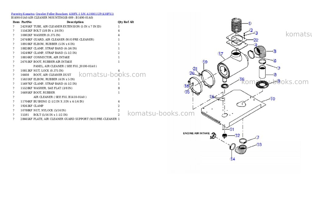 Komatsu 430fx-1 s/n a10001-up Parts catalog cover Page 8 Komatsu 430fx-1 s/n a10001-up Parts catalog cover Page 8