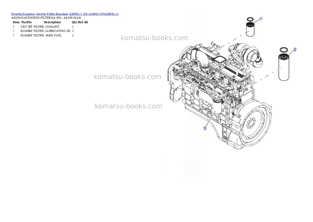 Komatsu 430fxl-1 s/n a10001-up Parts catalog cover Komatsu 430fxl-1 s/n a10001-up Parts catalog cover