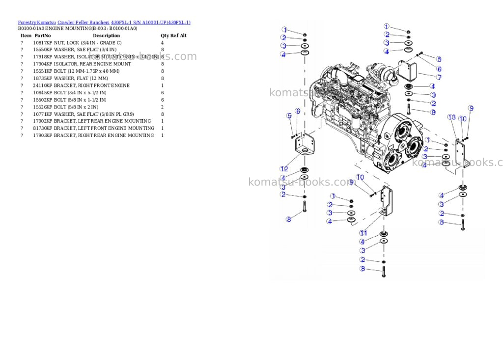Komatsu 430fxl-1 s/n a10001-up Parts catalog cover Page 5 Komatsu 430fxl-1 s/n a10001-up Parts catalog cover Page 5