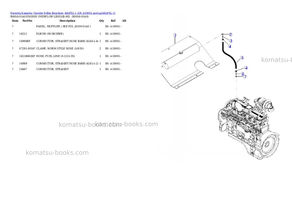 Komatsu 445fxl-1 s/n a10001 and up Parts catalog cover Page 4