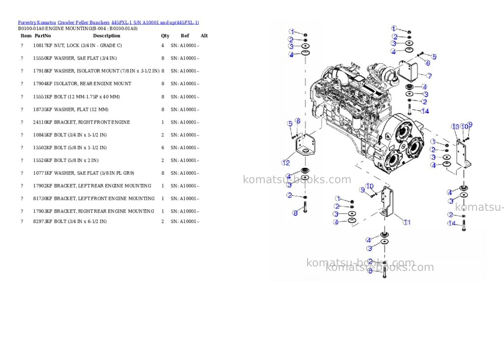 Komatsu 445fxl-1 s/n a10001 and up Parts catalog cover Page 5
