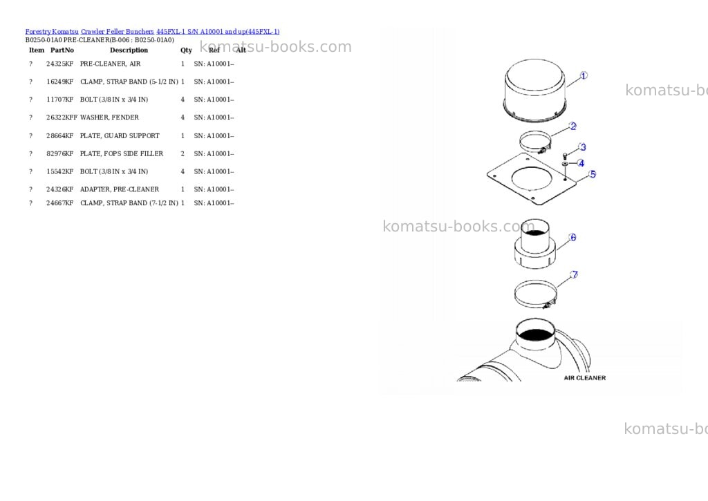 Komatsu 445fxl-1 s/n a10001 and up Parts catalog cover Page 6